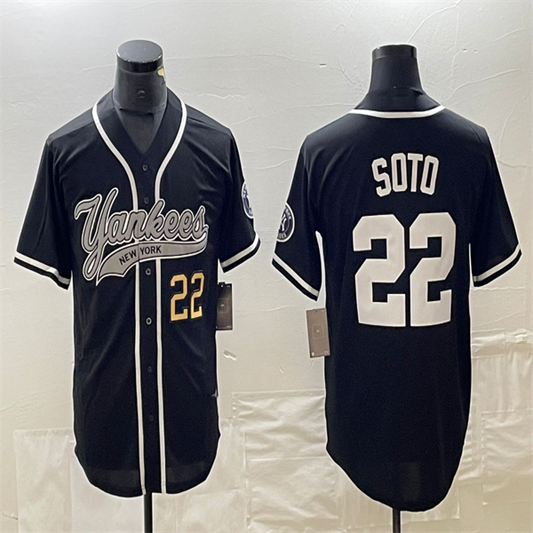 Los Angeles Dodgers #22 Juan Soto Black Home Authentic Patch Jersey Baseball Jerseys
