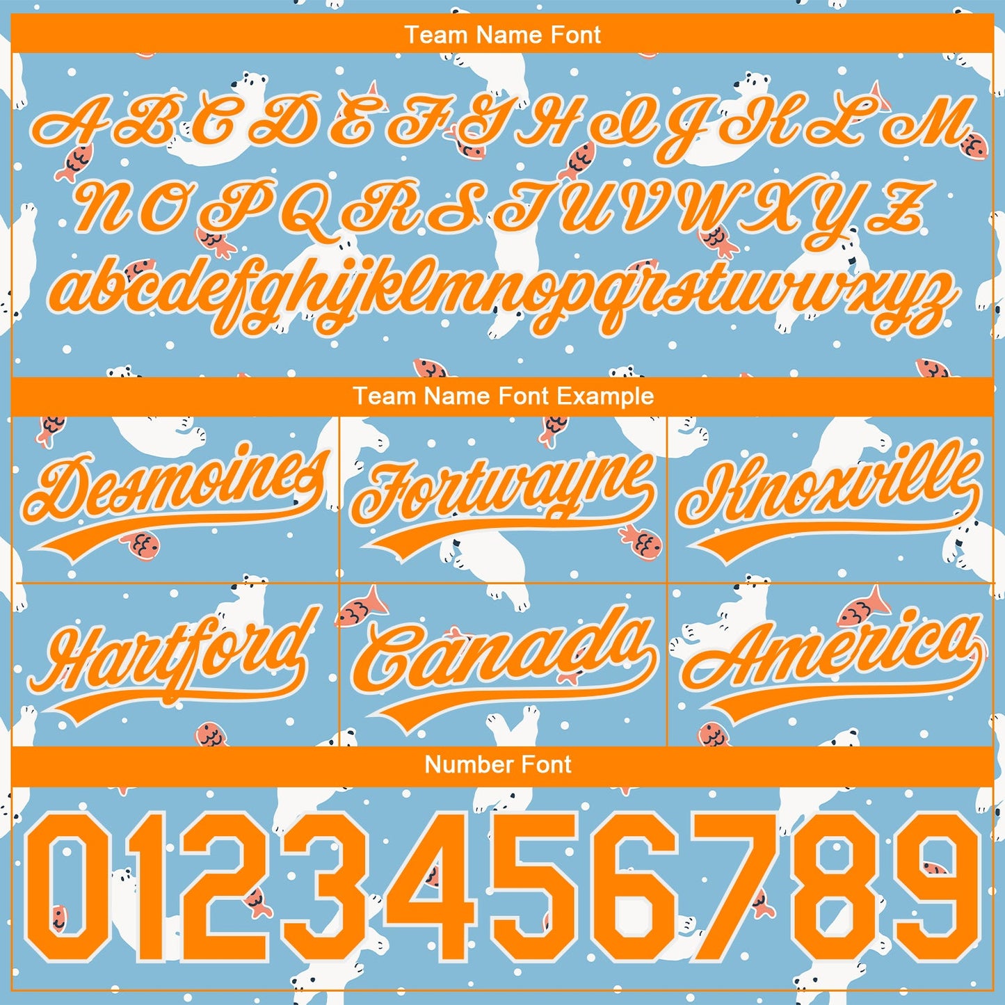 Custom Light Blue Bay Orange-White 3D Pattern Polar Bear And Fish Authentic Basketball Shorts