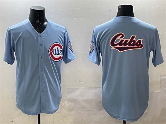 Chicago Cubs Team Big Logo Blue 2024-25 2nd Alternate Limited Stitched Baseball Jersey
