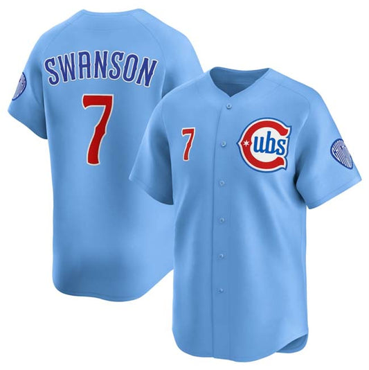 Chicago Cubs #7 Dansby Swanson Blue 2024-25 2nd Alternate Limited Stitched Baseball Jersey