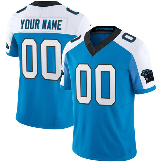 Custom Carolina Panthers 2024 White Blue Vapor F.U.S.E. Limited All Stitched Jersey