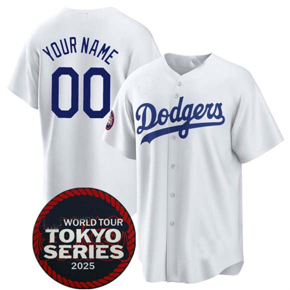 Custom Los Angeles Dodgers ACTIVE PLAYER White 2025 World Tour Tokyo Series Home Stitched Baseball Jersey