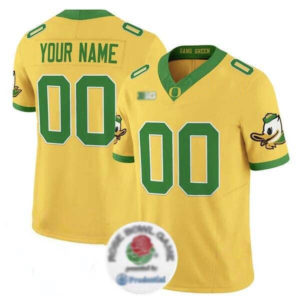 Custom O.Ducks Active Player Gold 2024 F.U.S.E. Rose Bowl Vapor Limited Stitched Football American College Jerseys