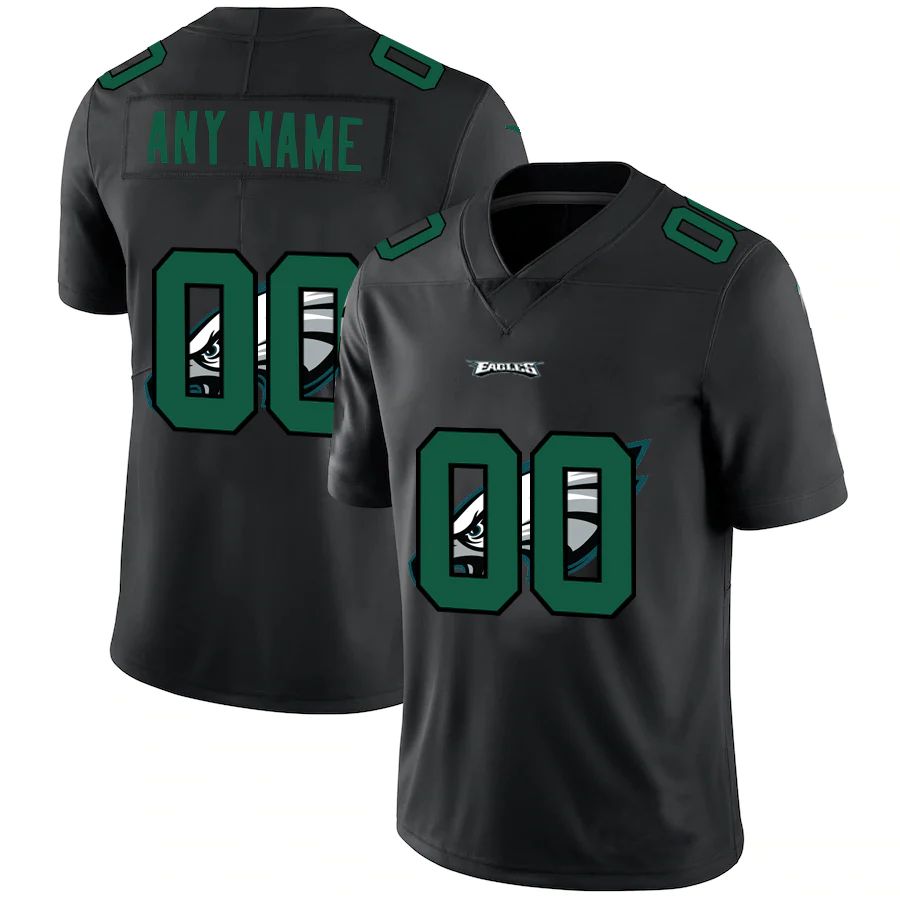 Custom P.Eagles Team Logo Dual Overlap Limited Black Stitched American Football Jerseys