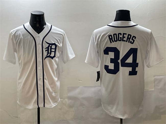 Detroit Tigers #34 Jake Rogers White Cool Base Stitched Baseball Jersey