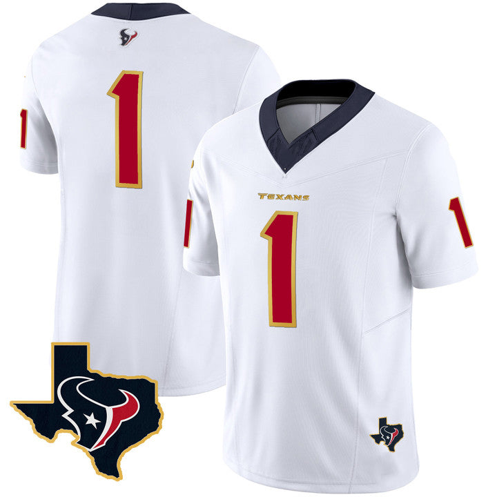 H.Texans #1 White Vapor Limited Jersey Stitched American Football Jerseys No Name
