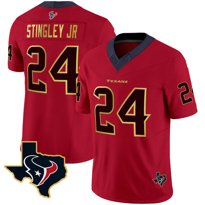 H.Texans #24 Derek Stingley Jr. Red Vapor Limited Jersey Stitched American Football Jerseys