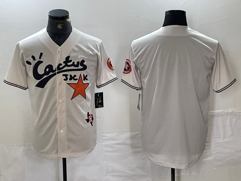 Houston Astros Blank Cream Cactus Jack Cool Base Baseball Jerseys