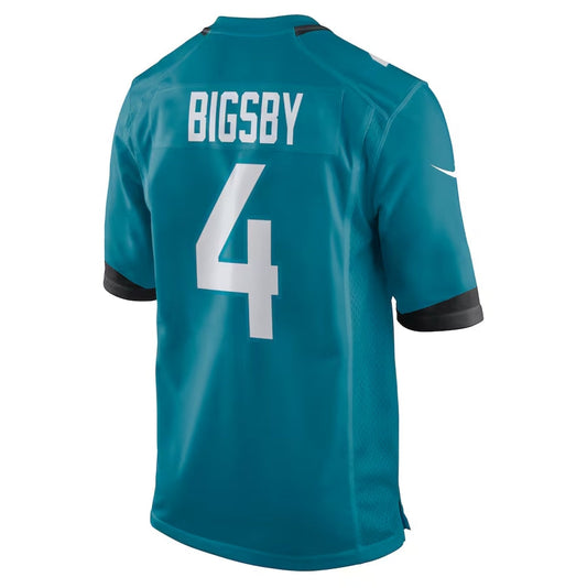 J.Jaguars #4 Tank Bigsby Teal Game Stitched American Football Jerseys