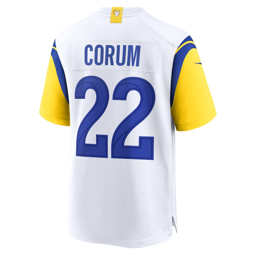 LA.Rams #22 Blake Corum White Game Stitched American Football Jerseys
