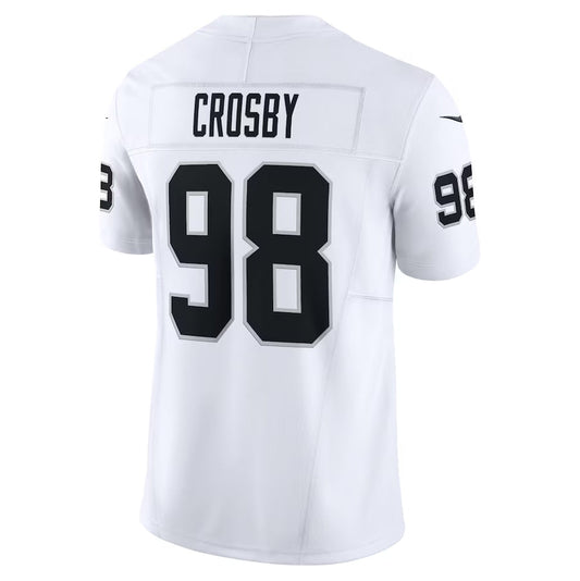 LV.Raiders #98 Maxx Crosby White Vapor F.U.S.E. Limited Stitched American Football Jerseys