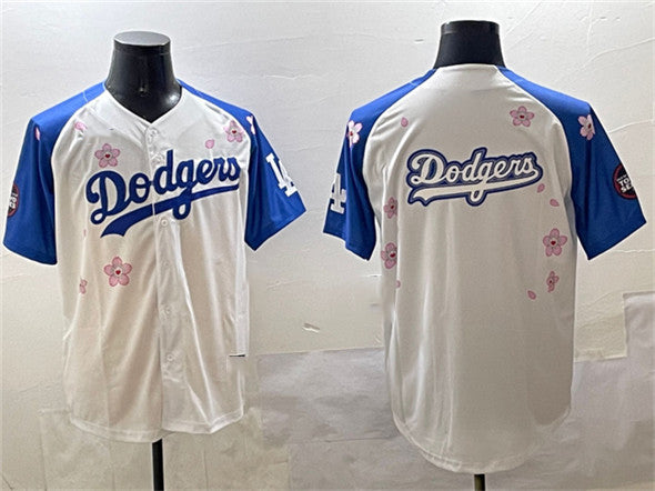 Los Angeles Dodgers Team Big Logo White Royal 2025 Tokyo Series Limited Stitched Baseball Jersey