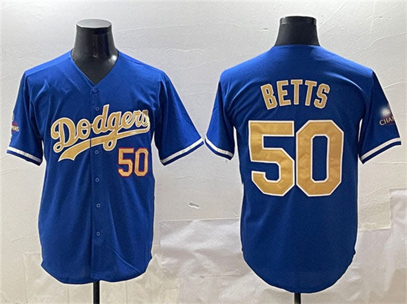 Los Angeles Dodgers #50 Mookie Betts Royal 2025 Gold Collection Limited Stitched Baseball Jersey