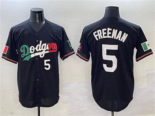 Los Angeles Dodgers #5 Freddie Freeman Black Mexico Flag Limited Stitched Baseball Jersey