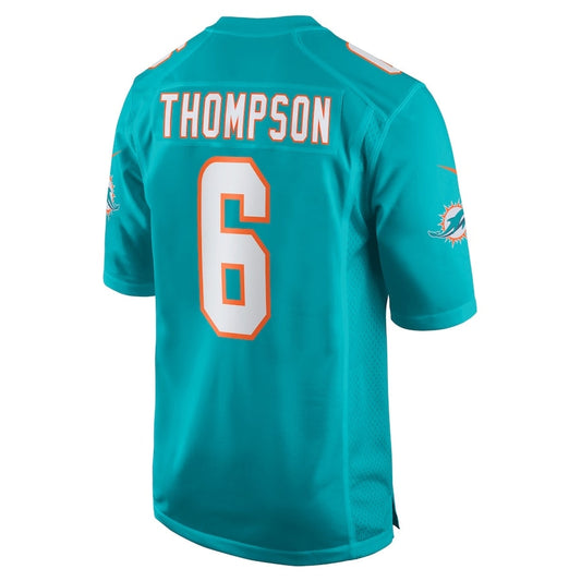 M.Dolphins #6 Skylar Thompson Aqua Team Game Stitched American Football Jerseys