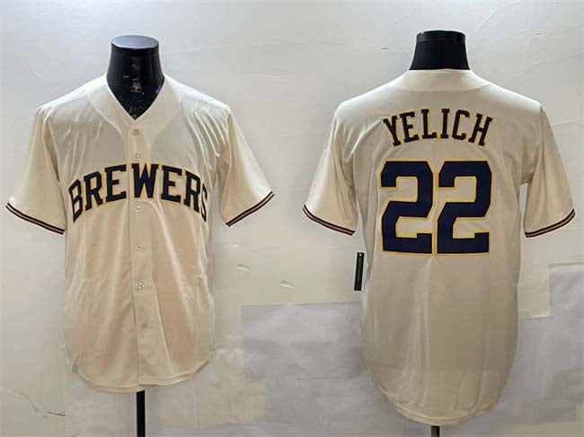 Milwaukee Brewers #22 Christian Yelich Cream Cool Base Stitched Baseball Jersey
