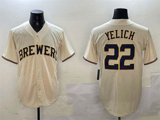 Milwaukee Brewers #22 Christian Yelich Cream Cool Base Stitched Baseball Jersey