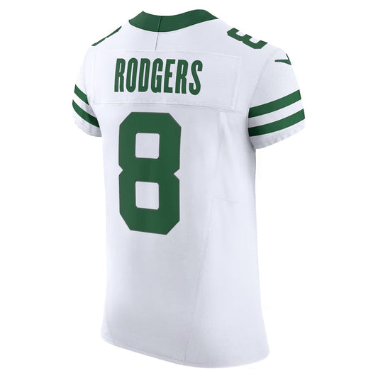 NY.Jets #8 Aaron Rodgers Legacy White Vapor F.U.S.E. Elite Stitched American Football Jerseys