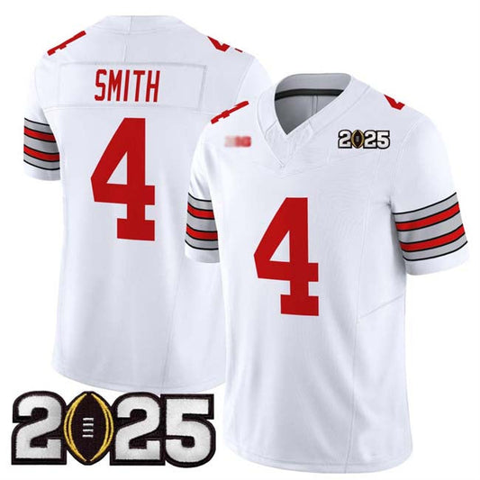 O.State Buckeyes #4 Jeremiah Smith White 2025 CFP Final Patch F.U.S.E. Vapor Limited Stitched Football American College Jerseys