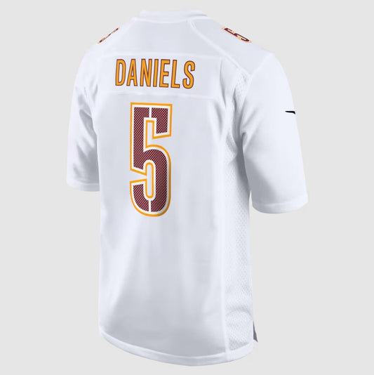 W.Commanders #5 Jayden Daniels Tundra White Fashion Stitched American Football Jerseys