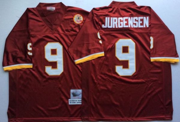 W.Redskins Retro Football Jersey #9 JURGENSEN jersey Red All Stitched W.Football Team