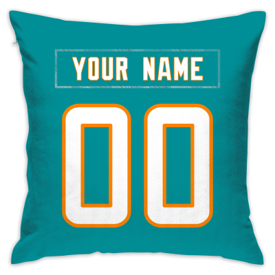 Custom Football Miami Dolphins Decorative Throw Pillow Cover 18" x 18"- Print Personalized Style Customizable Design Team Any Name & Number