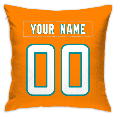 Custom Football Miami Dolphins Decorative Throw Pillow Cover 18" x 18"- Print Personalized Style Customizable Design Team Any Name & Number