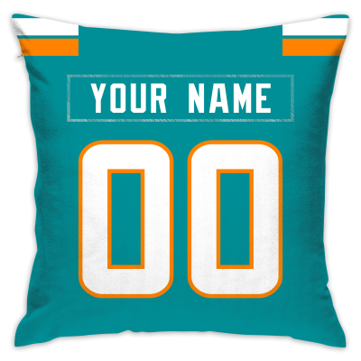 Custom Football Miami Dolphins Decorative Throw Pillow Cover 18" x 18"- Print Personalized Style Customizable Design Team Any Name & Number