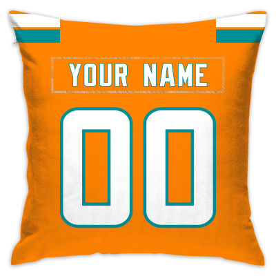 Custom Football Miami Dolphins Decorative Throw Pillow Cover 18" x 18"- Print Personalized Style Customizable Design Team Any Name & Number