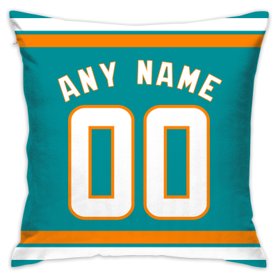Custom Football Miami Dolphins Decorative Throw Pillow Cover 18" x 18"- Print Personalized Style Customizable Design Team Any Name & Number