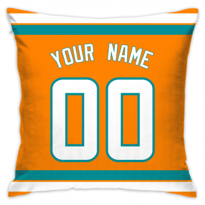 Custom Football Miami Dolphins Decorative Throw Pillow Cover 18" x 18"- Print Personalized Style Customizable Design Team Any Name & Number