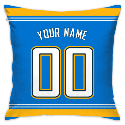 Custom Football Los Angeles Chargers Decorative Throw Pillow Cover 18" x 18"- Print Personalized Style Customizable Design Team Any Name & Number