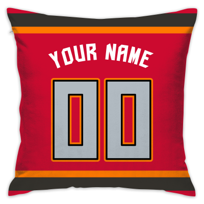 Custom Football Tampa Bay Buccaneers Decorative Throw Pillow Cover 18" x 18"- Print Personalized Style Customizable Design Team Any Name & Number