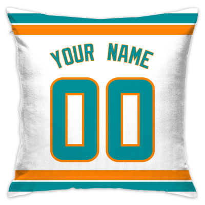 Custom Football Miami Dolphins Decorative Throw Pillow Cover 18" x 18"- Print Personalized Style Customizable Design Team Any Name & Number