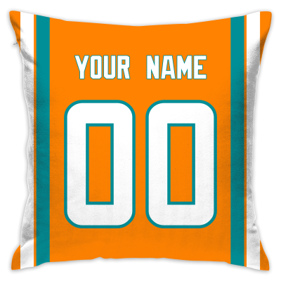 Custom Football Miami Dolphins Decorative Throw Pillow Cover 18" x 18"- Print Personalized Style Customizable Design Team Any Name & Number