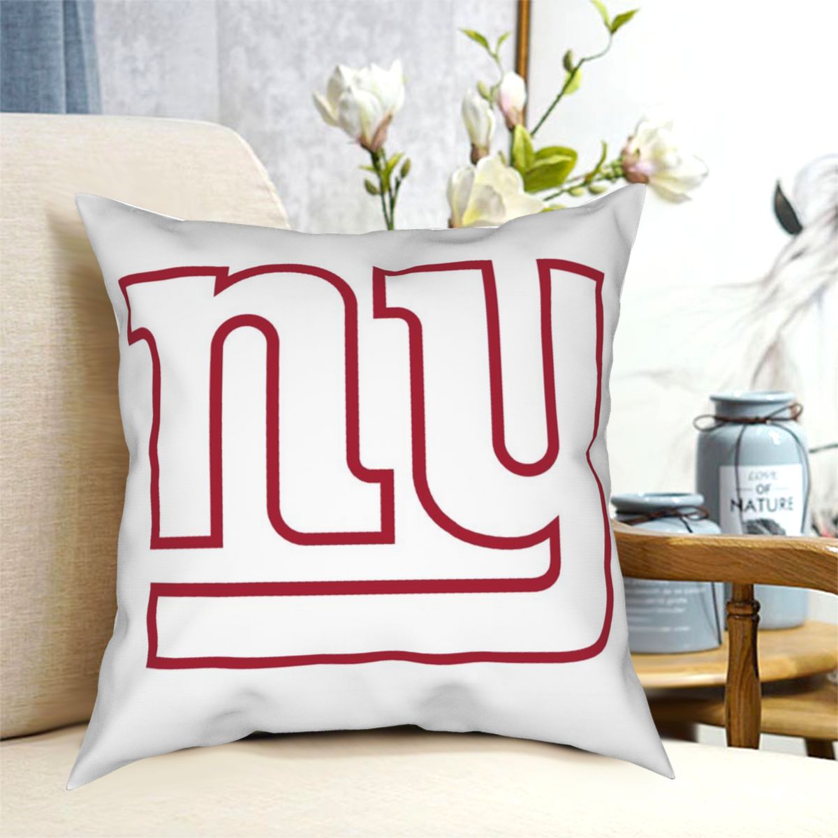 Custom Decorative Football Pillow Case New York Giants White Pillowcase Personalized Throw Pillow Covers