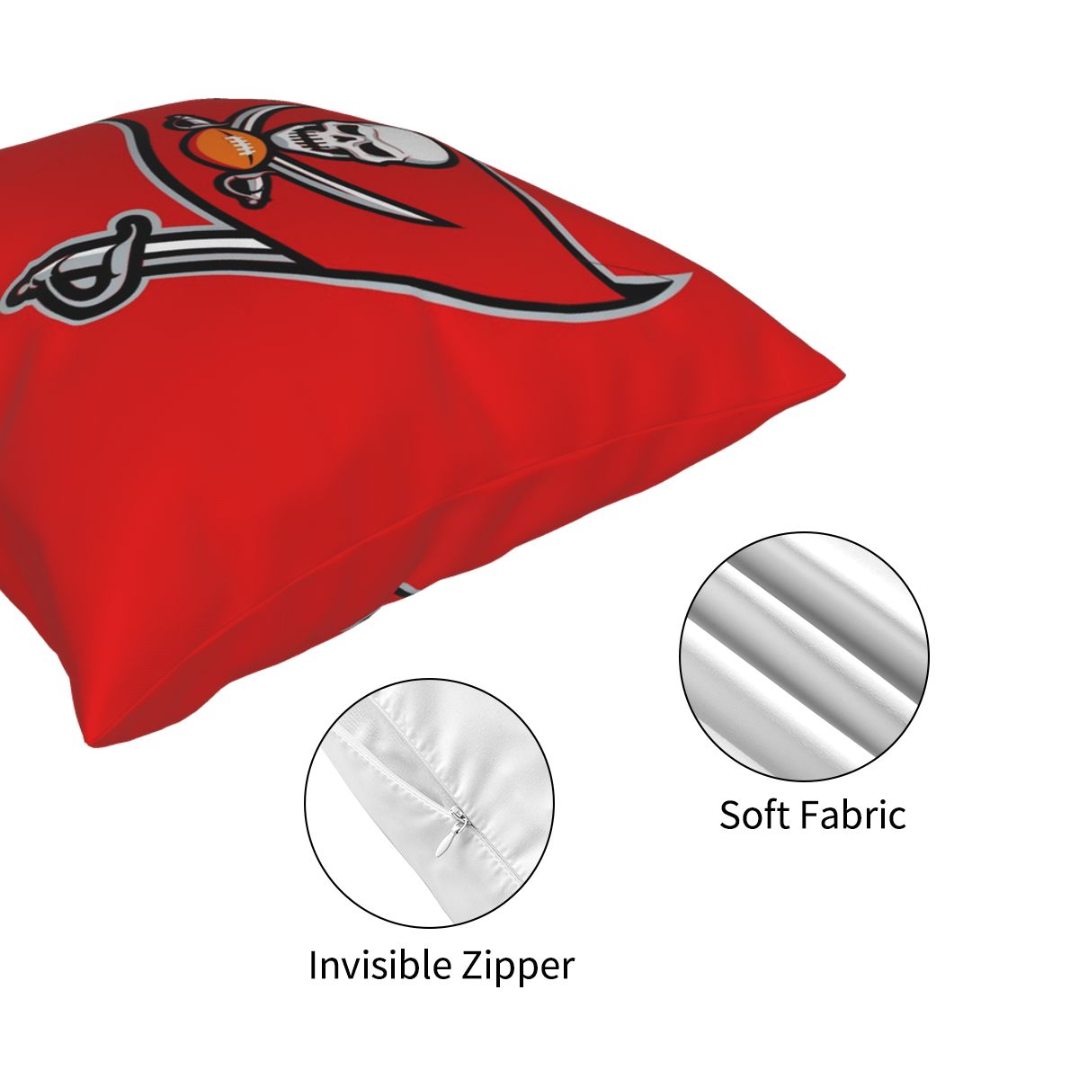 Custom Decorative Football Pillow Case Tampa Bay Buccaneers Red Pillowcase Personalized Throw Pillow Covers