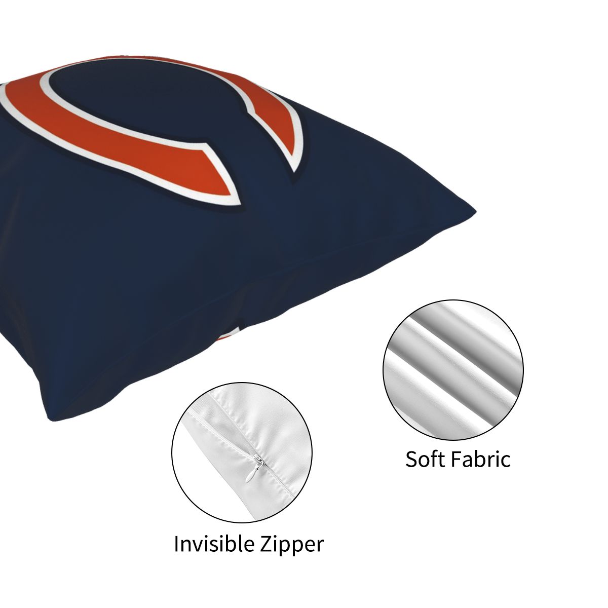 Custom Decorative Football Pillow Case Chicago Bears Navy Pillowcase Personalized Throw Pillow Covers