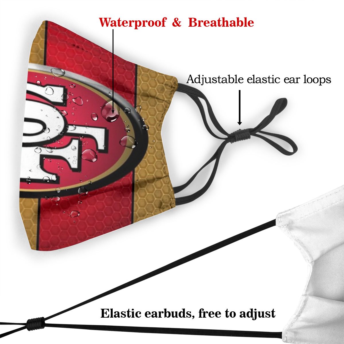 Kids Print Football Personalized San Francisco 49ers Dust Masks Adult kids Mask
