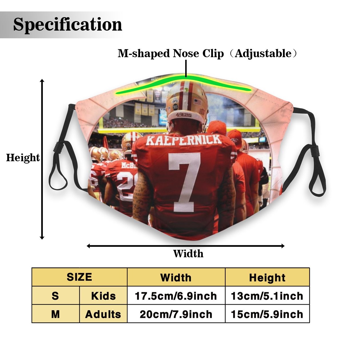 Print Dust Masks Personalized #7 Colin Kaepernick Mask Kids San Francisco 49ers