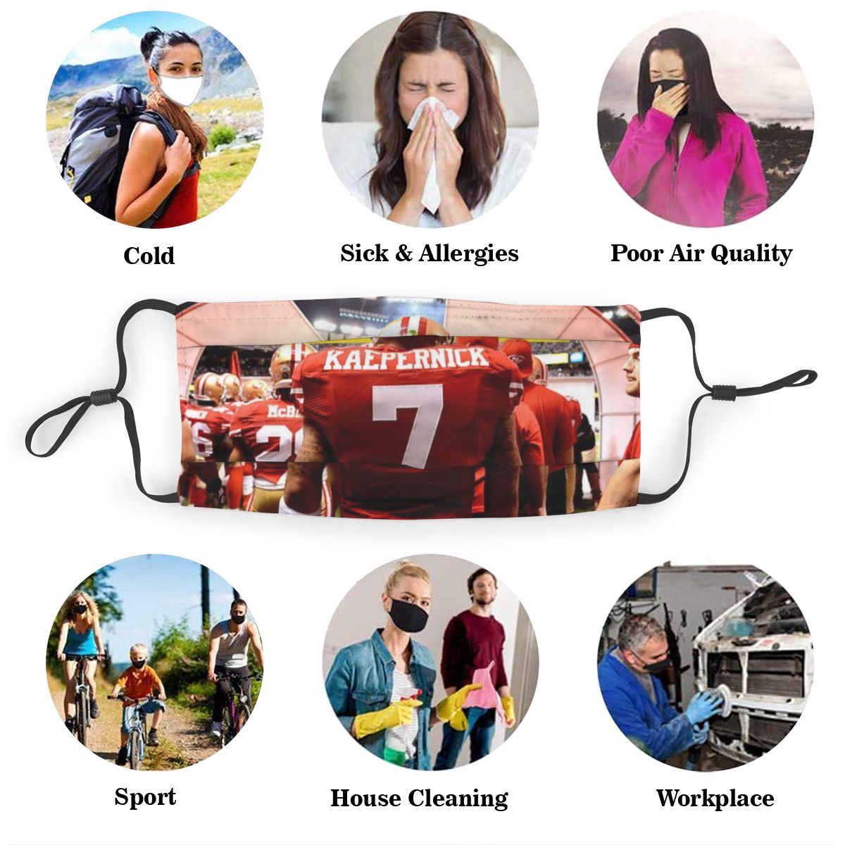 Print Dust Masks Personalized #7 Colin Kaepernick Mask Kids San Francisco 49ers