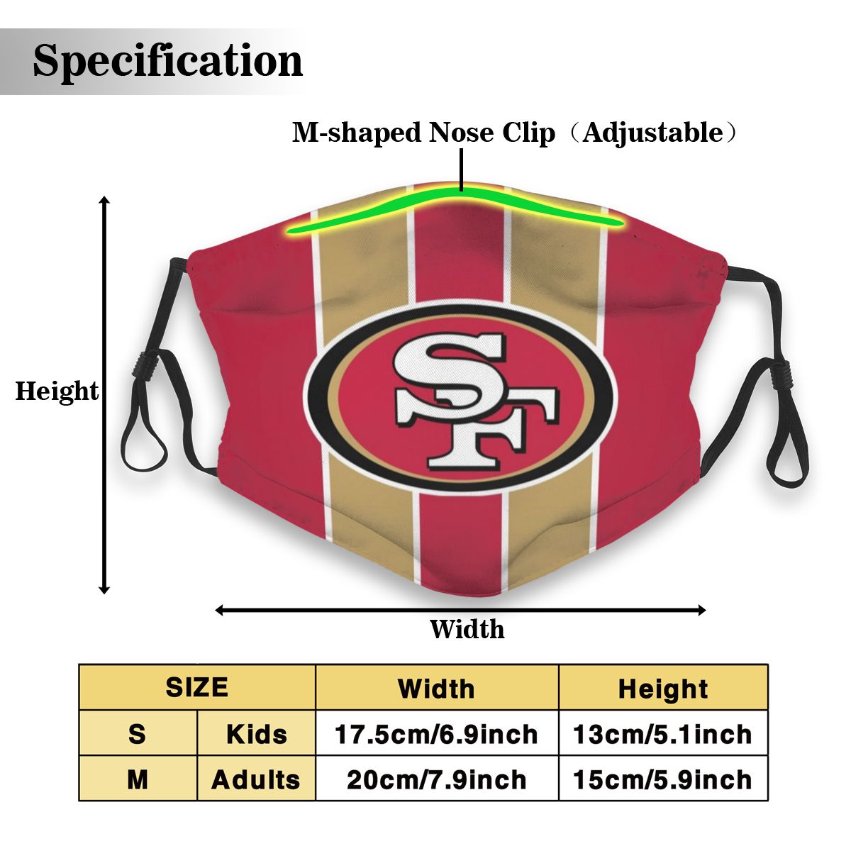 Print Personalized Face Mask Polyester San Francisco 49ers Dust Mask With Filter