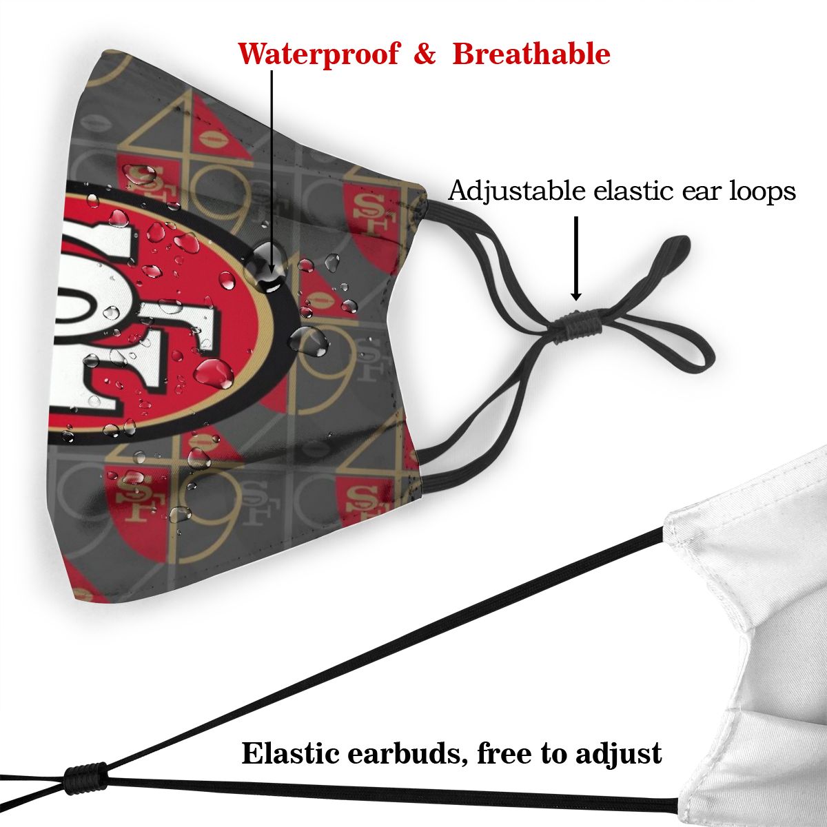 Print Polyester Personalized Design San Francisco 49ers Dust Mask With Filter