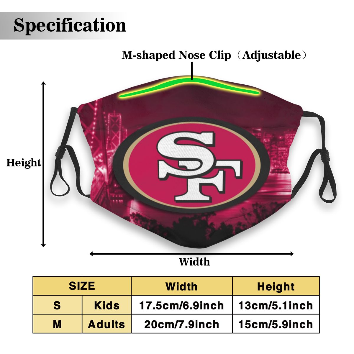 Print Personalized Football Design San Francisco 49ers Dust Mask With Filter