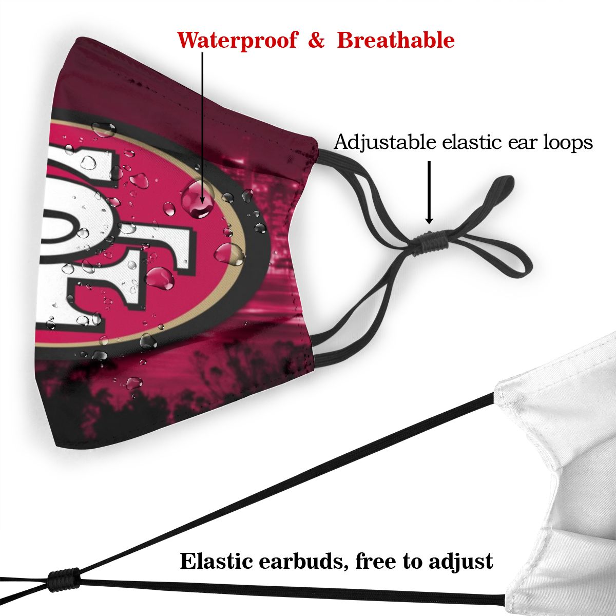 Print Design Football Personalized San Francisco 49ers Dust Mask With PM 2.5 Filter