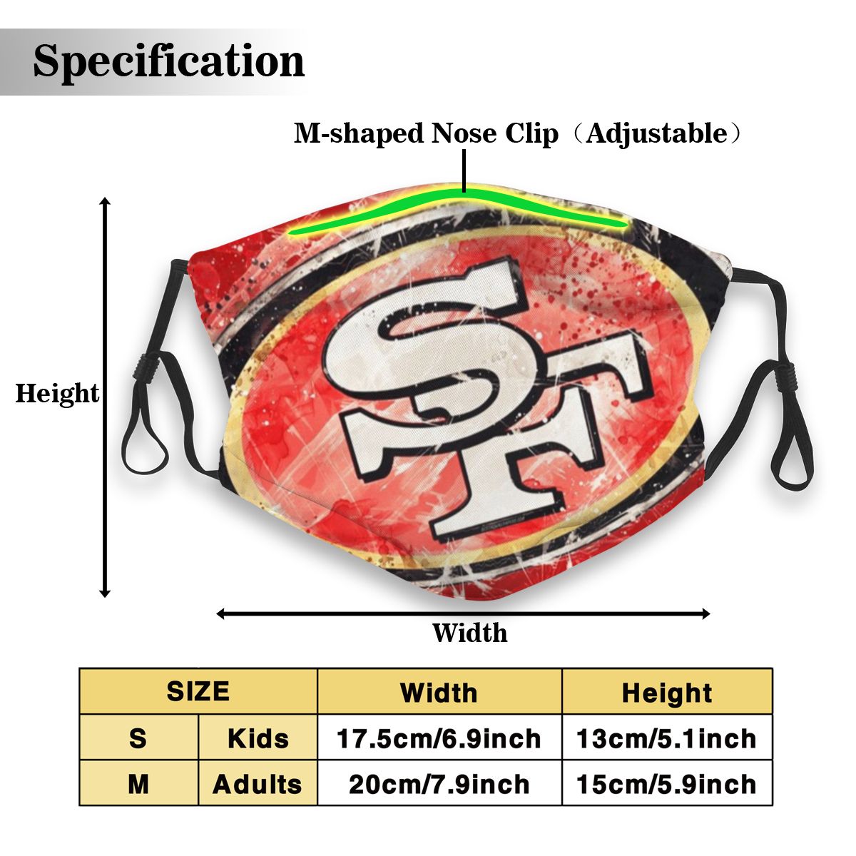 Print Design Football Personalized San Francisco 49ers Dust Mask With PM 2.5 Filter