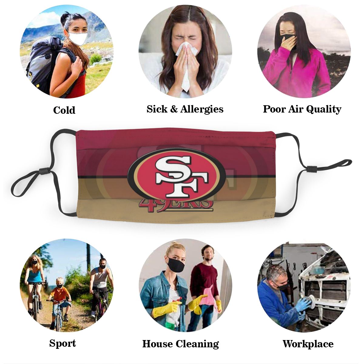 Print Personalized Kids San Francisco 49ers Dust Mask With Filters