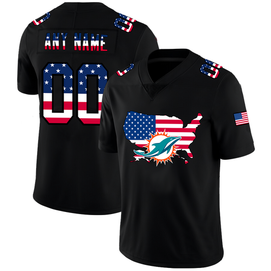 Custom Miami Dolphins Football Black Limited Fashion Flag Stitched Jerseys