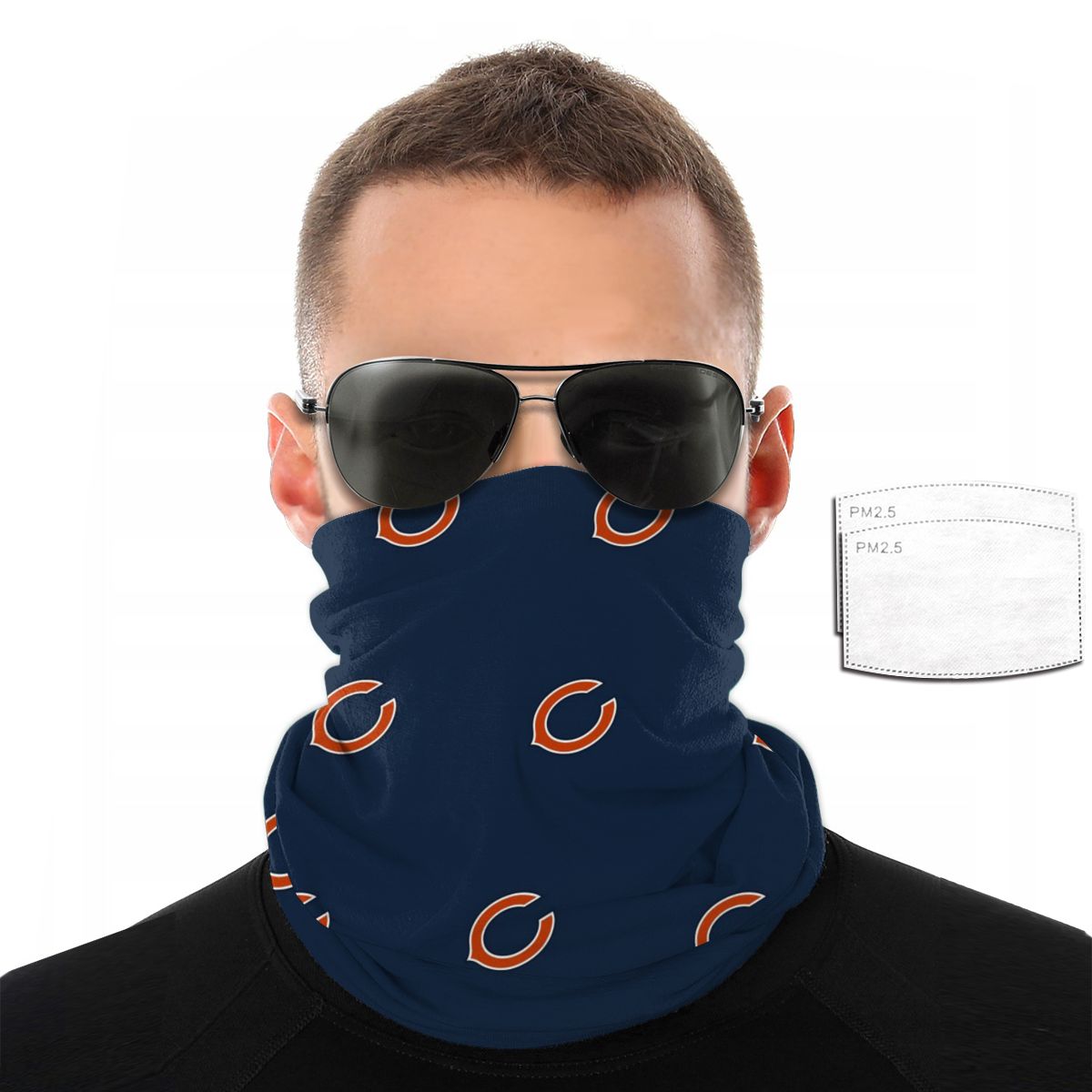Reusble Mouth Cover Bandanas Chicago Bears Variety Head Scarf Face Mask With PM 2.5 Filter