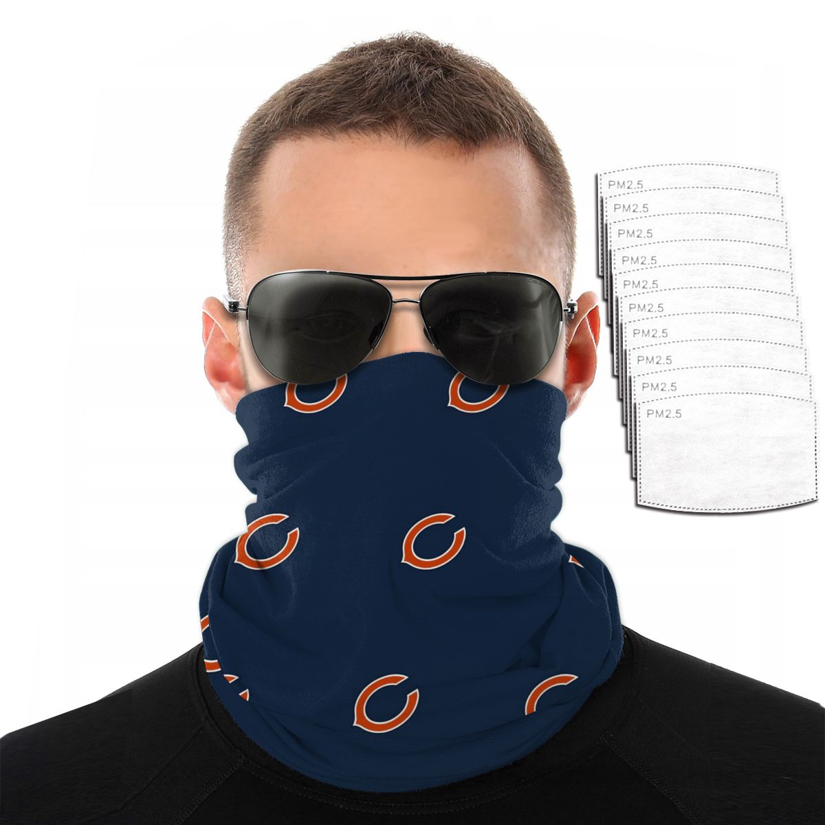 Reusble Mouth Cover Bandanas Chicago Bears Variety Head Scarf Face Mask With PM 2.5 Filter
